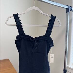 Anthropologie Black Ruffle-Trim Camisole with Bow